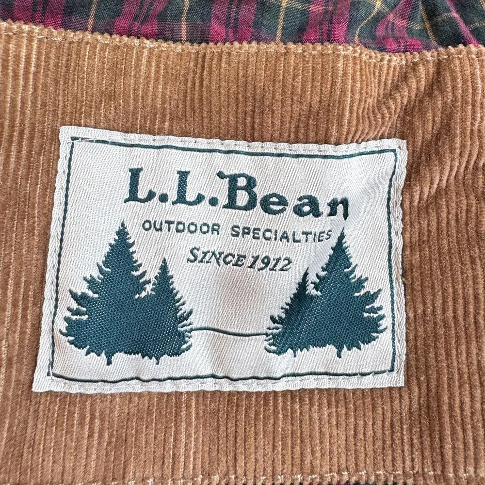 L.L. Bean Mens Corduroy Blazer Jacket Size 44 Reg Tartan Lined Cotton Retro Tan
